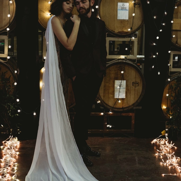 Soft English Net Tulle Bridal Cape Veil - Picture 5 of 6